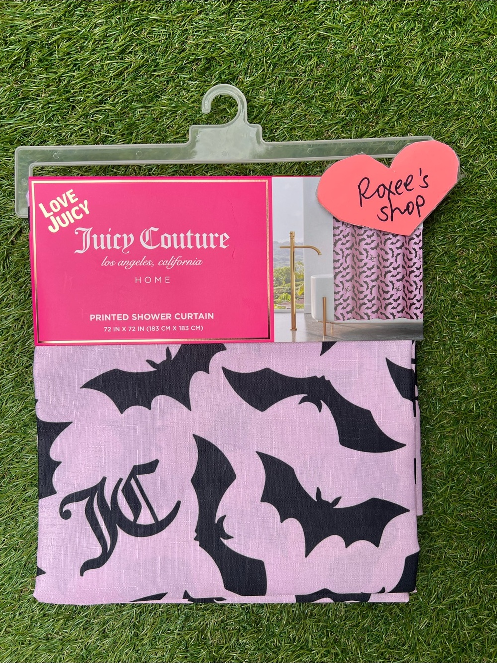 Juicy Couture Pink Bats Fabric Shower Curtain